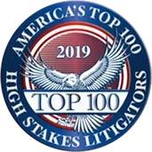 America's Top 100 High Stakes Litigators 2019 badge