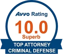 Avvo Rating 10.0 Superb Top Attorney Criminal Defense badge